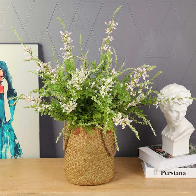 Artificial Salvia Grass Small Wild Flower Silk Sage With Flowers for Bridal Bouquet Filler Wedding Indoor Decoration Plants