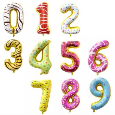 China Wholesale New hot designs 32inch Balloon 0-9 number balloons Donuts Foil Balloon birthday Party Decoration Ball for sale
