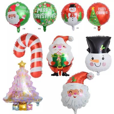 China Wholesale Christmas tree Snowman walking stick aluminum foil balloon christmas tree foil cane balloon candy for sale