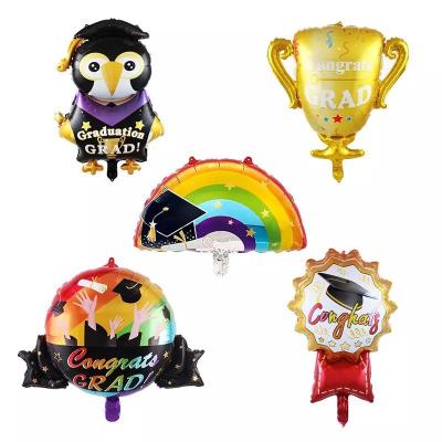 China Graduation Trophy Outstanding Student Woodpecker Medal Rainbow Shaped Foil Balloon for sale