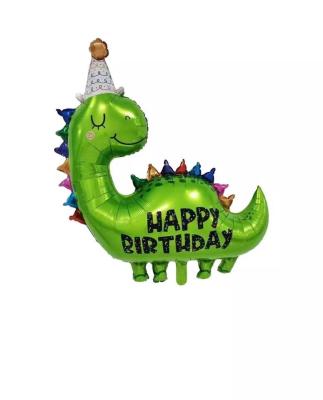 China Dinosaur Foil Balloon Large Inflatable Cartoon Animal Round Dino Foil Balloon For Kid Toy Party for sale