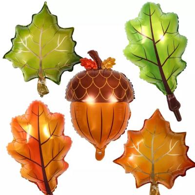 China Wholesal New Products Party Supplies Kids Toys Squirrel Nut Maple Leaf Pine Cones Helium Foil Balloons Cheapest for sale