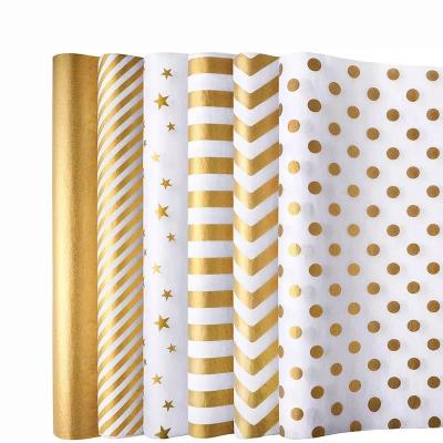 China Gold Foil Gift Wrap Paper Bulk Custom With Logo Recyclable Gift Wrapping Accessory for sale