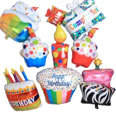China Wholesal new style birthday cake gifts shape helium foil mylar balloons for happy birthday baby girl party decoration for sale