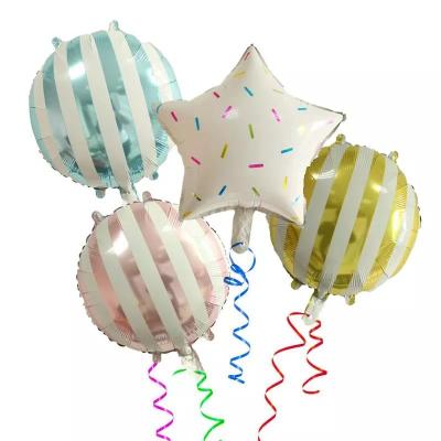 China Round Stripe Pattern Foil Helium Mylar Balloon 18inch for Tik Tok Party Decoration for sale