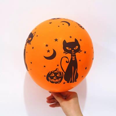 China Custom Ghost Printing Halloween Balloons Round Shape White Color 12inch for sale