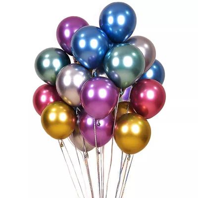 China Colorful 10/12Inch Chrome Round Helium Metallic Latex Balloon For Birthday Party for sale