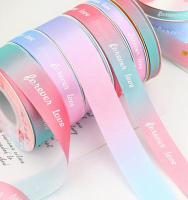 China Gilding Laser Bronzing Ribbed Ribbon Printed Webbing Polyester Woven Tapes en venta