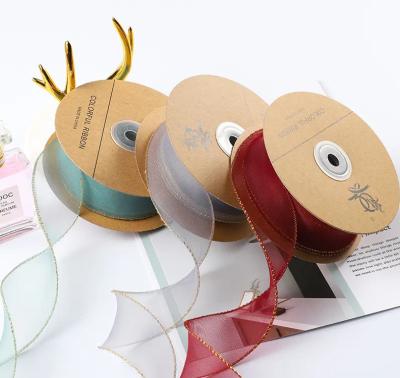 中国 Organza Ribbon For Gift Wrap Flower Packaging Solid Color Fishtail Yarn Ribbon Satin 販売のため