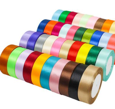 China Gift Wrapping Polyester Satin Ribbon For Flower Packing Holiday Gift Box Ribbon for sale