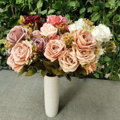 China 11 Heads Silk Artificial Rose Flowers For Hom Decoration for sale