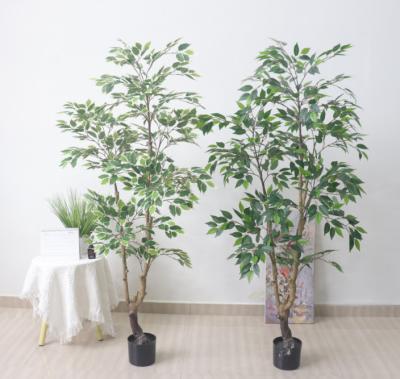 China Bonsai Fake Branch Banyan Microcarpa Green Leaf Plastic Artificial Ficus Tree Outdoor for sale