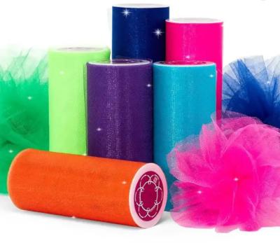 China Shine Glitter Nylon Tulle Fabric Roll Customizable Tulle Rolls for sale