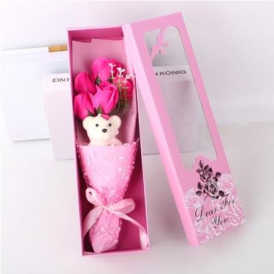 China Gift Box 5 Soap Rose Bouquet Bear Gift Promotion Valentine's Day Gift for sale