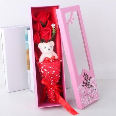 China Gift Box 5 Soap Rose Bouquet Bear Gift Promotion Valentine's Day Gift for sale