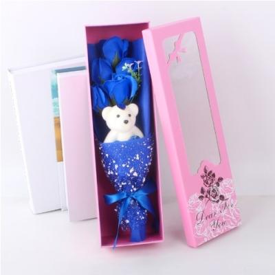 China Gift Box 5 Soap Rose Bouquet Bear Gift Promotion Valentine's Day Gift for sale
