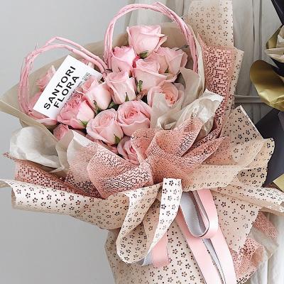 China 50cm*5Y Flower Bouquet Plastic Wrapper Polyester Christmas Decorative Mesh Roll for sale