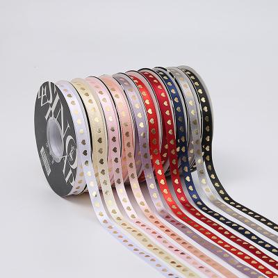 China Heart Shape Design Satin Ribbon For Gift Wrapping Christmas Decoration 10mm Width for sale