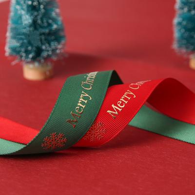 China Customized 25mmX45Y Polyester Satin Ribbon For Christmas Tree Gift Wrapping for sale