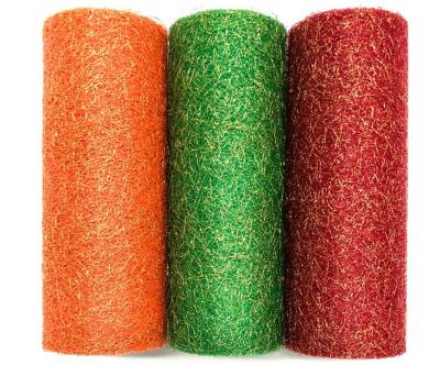 China Metallic Organza Glitter Tulle Spool 100% Nylon Mesh Fabric 19GSM 6in Tulle Rolls for sale