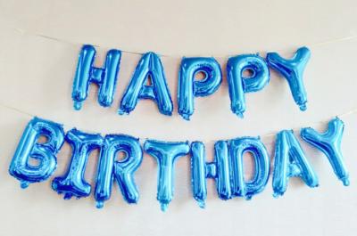 China Foil Happy Birthday Alphabet Balloons 16 Inch Happy Birthday Banner Set With String for sale