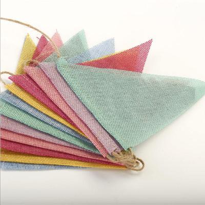 China Classic Linen Burlap Bunting Flags Party Decoration Items Colorful for sale