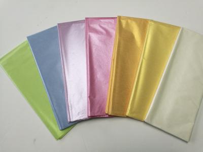 China Solid Metallic Pearlescent Colored Craft Paper 17gsm 20gsm Printed Tissue Paper Sheets for sale