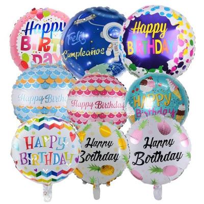 China Round Happy Birthday Letter Air Filled Foil Balloons 18 Inch Mylar Balloons for sale