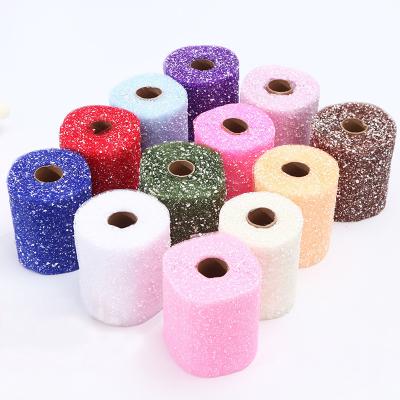China White Snow Dots Organza Tulle Rolls Wrapping Mesh Fabric 15cm X 5 Yards for sale