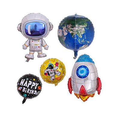 China Outer Space Themed Foil Mylar Party Balloons Astronaut Rocket Pattern 5Pcs for sale