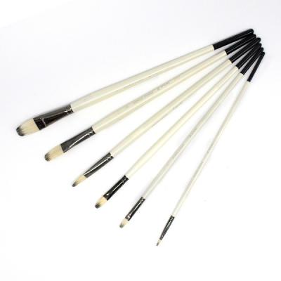 China Filbert Shaped Acrylic Painting Brush 6Pcs Natural Bristle Artist Paint Brush for sale