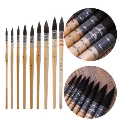 China Squirrel Hair Acrylic Painting Brush 8pcs Oil Painting Bamboo Watercolor Brushes for sale