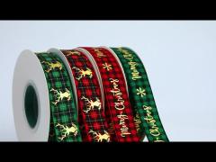 2.5cm x 25m クリスマスホットスタンプチェック柄リボン ギフトボックス装飾に最適