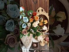 模擬花のバラ 6頭ドラローズ滝 偽りの花飾り 結婚式の花束 卸売シーン飾り