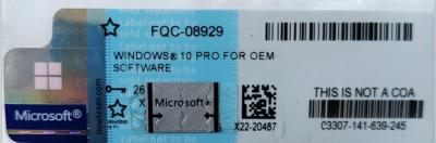China Chave do produto do PC do ESD da vitória 10 a pro, OEM embala etiqueta do Coa de Windows 10 a pro à venda