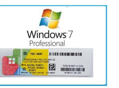 Китай Стикер Coa Windows 7 OEM Hologram программного обеспечения X16 Microsoft Windows 7 Pro голубой продается