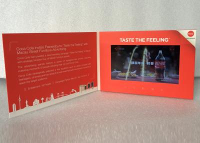 China 2017 calificaron el folleto video para la tarjeta video del folleto de la pantalla material 7inch del papel de la Coca-Cola con la impresión a todo color en venta