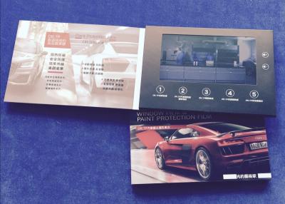 China Exhibición video del folleto de la tarjeta de vídeo del folleto de la promoción de la impresión del arte de papel de la pantalla de encargo del diseño 7inch para automotriz en venta