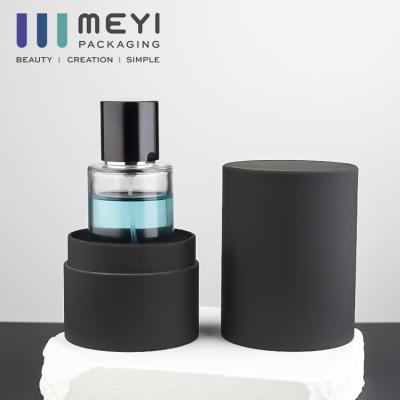 China Empty Cylinder Transparent  Perfume Bottle Glass With Magnetic Cap 50 Ml With Gift Box for sale
