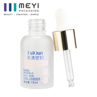 China Screen Printed Glass Oil Dropper Bottle 15ml Flat Shoulder Cosmetic for sale