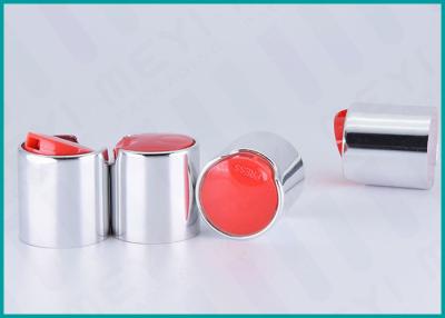 China 24mm Aluminum Disc Top Cap Glossy Silver For Body Wash Gel / Hand Washing Soap for sale
