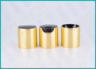 China Highly Sealed Gold Disc Top Bottle Caps And Lids 24/410 With Black Press Top for sale
