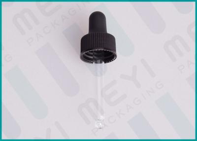 China Casquillo plástico acanalado negro 15/410 del dropper de los PP para las botellas del tubo de cristal en venta