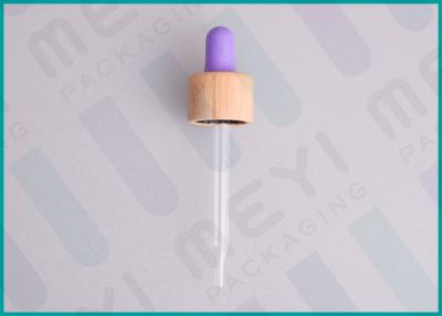 中国 18/410のガラス点滴器は紫色の球根が付いている木製のタケ点滴器をびん詰めにします 販売のため