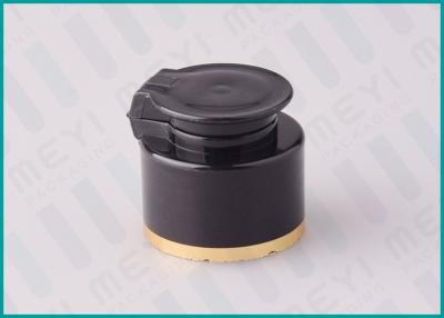 China 24mm Black Smooth Flip Top Bottle Caps For Shampoo Squeezable Bottle for sale