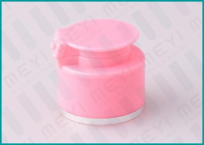 China 24/410 Pink Flat Flip Top Cap Spill Resistance With Shiny Gold Ring for sale
