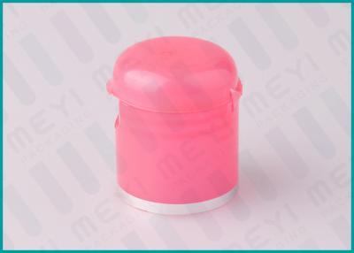 China 24/415 Pink Flip Top Plastic Dispensing Caps With Shiny Silver Line for sale