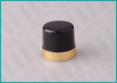 China Black 24/415 PP Plastic Bottle Screw Caps Glossy Finish With Gold Line for sale