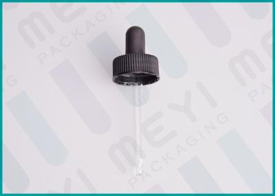 China Bulbos de goma del dropper del negro 24/400 de los PP con la pipeta de cristal, pequeño dropper de cristal  en venta