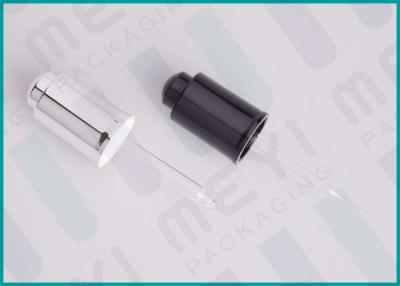 China 18/410 Glass Oil Dropper With ABS Material UV Shiny Silver Press Button for sale